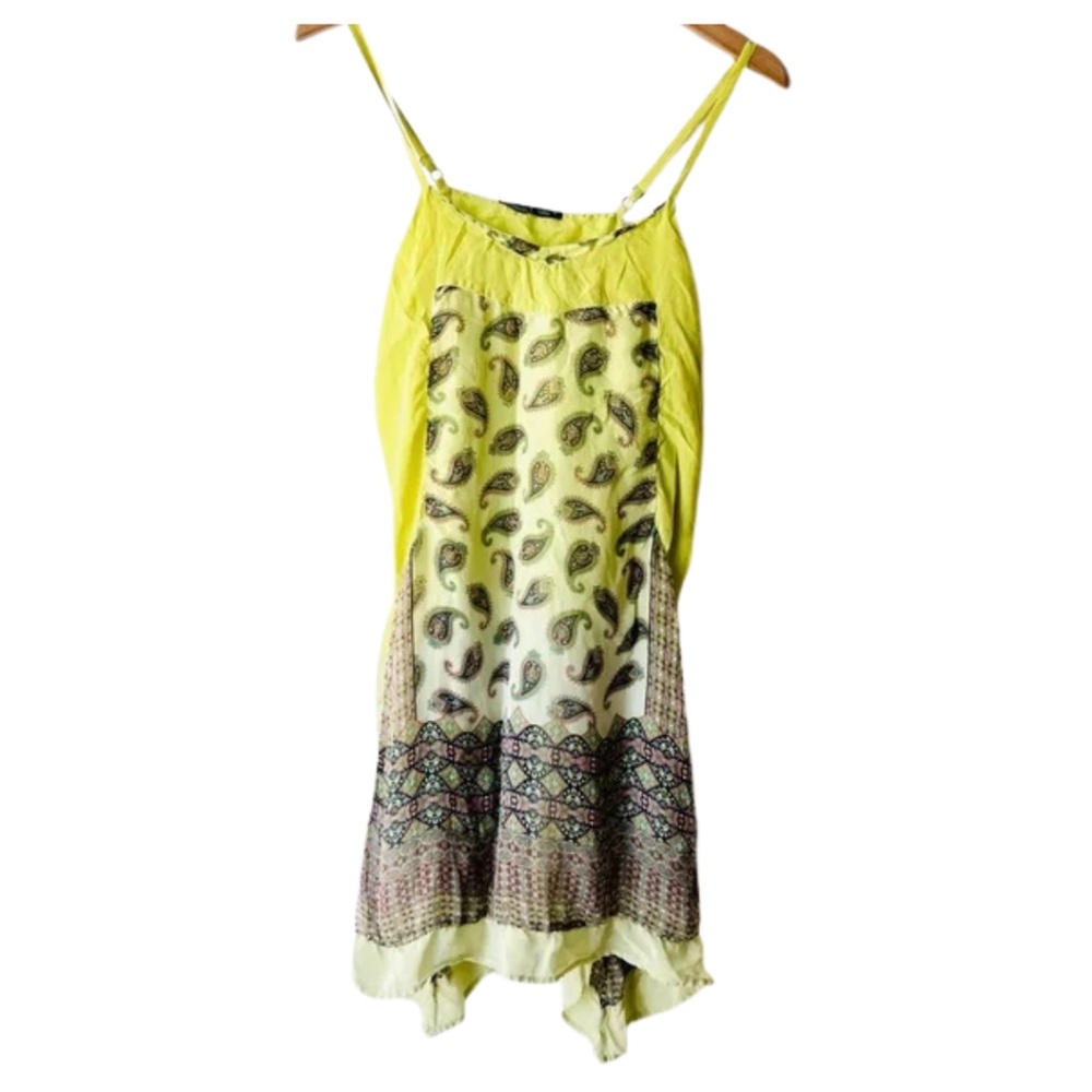 Gypsy 05 Green Silk Boho Dress | Paisley Print | Size M